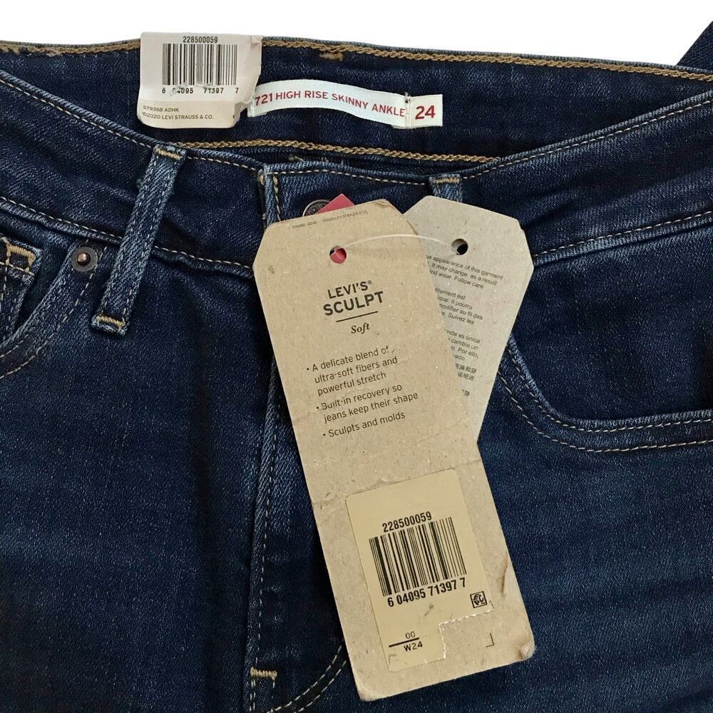 Levi's NWT 721 High Rise Skinny Ankle Jeans Women 00/24 - Picture 7 of 9